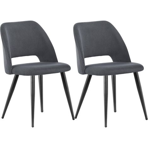 Esszimmerstühle 2er Set, Kordsamt, gepolstert, Metallbeine, Schwarz (1/5)