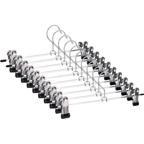Rutschfeste Hosenbügel, Hosenbügel aus Metall mit verstellbaren Clips, Hosenbügel für Röcke, Hosen, Jeans, 28 cm (10er-Packung) (1/5)