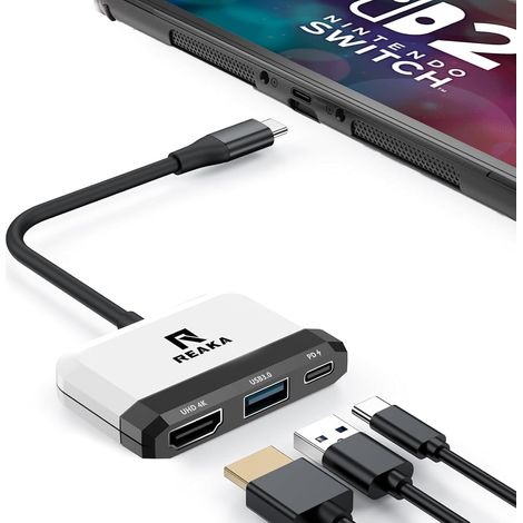 Station d'accueil, adaptateur TV 3 en 1 avec HDMI 4K, port USB 3.0, charge de type C 100 W, station d'accueil portable de voyage (1/4)