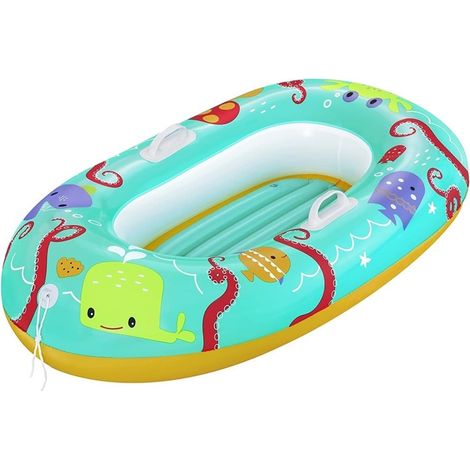 TrAdE Shop Traesio - Canotto Canottino Gonfiabile Per Bambini Balena Pesci Granchio Felice 119x79cm 34009 - (1/5)