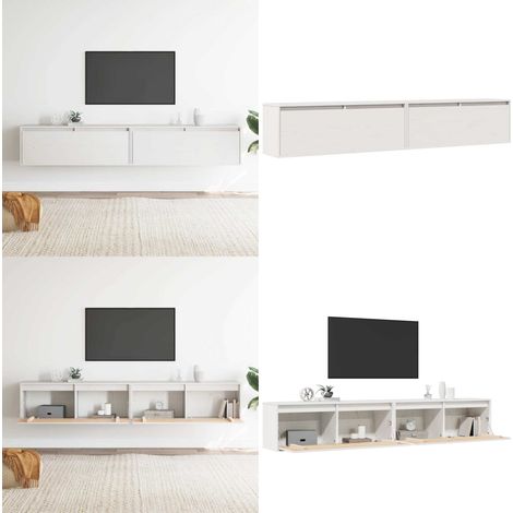 Armoires murales 2 pcs Blanc 100x30x35 cm Bois de pin massif - Armoire suspendue - Bois de pin (1/5)