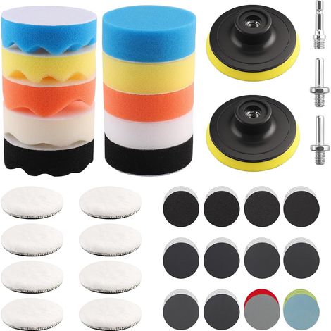83 Pièces Kit Polissage Phare Voiture, 80mm Disque Polissage avec Adaptateur de Perceuse M10, Éponge de Tampon Polissage avec Papier Abrasif 75mm Wet et Dry pour Voiture Ponçage, Cirage (1/5)