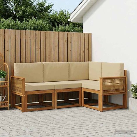 vidaXL Outdoor-Sofagarnitur 4 pcs Natur und Beige Polyester (1/5)