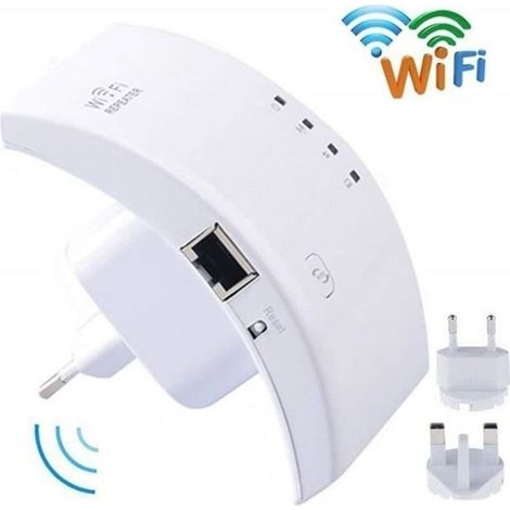 Repetidor Wi-Fi, extensor inalámbrico Wi-Fi de 300 Mbps, mini router amplificador de largo alcance con botón WPS-WR01, blanco (1/4)