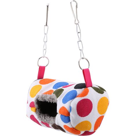 Hamac suspendu cylindrique en peluche douce et chaude pour perroquet (7815cm, pois blancs) (1/5)
