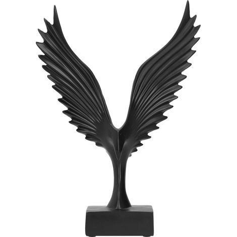 Sculpture Résine Ailes d'Ange Décor Bureau Abstrait Ornement Aigle Décoration Intérieure BS086 Noir (1/5)