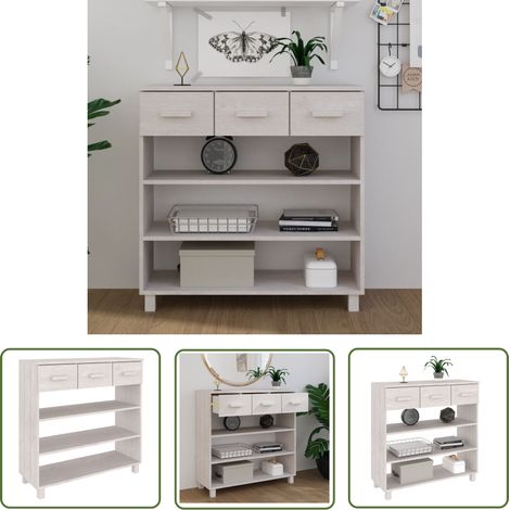 The Living Store Konsolentisch HAMAR Weiß 90x35x90 cm Massivholz Kiefer - Holz Konsole - Wohnzimmermöbel - Flurtisch - Sideboard - Kommode (1/5)