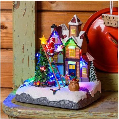 Lumineo Casa Babbo Natale - LED Multicolore e Musica 16x19x22 cm (1/5)