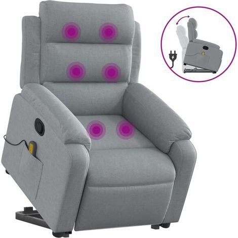 Chaise longue de massage ergonomique en tissu gris clair – Lit de relaxation avec réglage inclinable, appui-tête et repose-pieds pour salon ou spa à domicile (1/5)