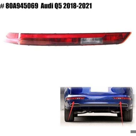 Fanale posteriore sinistro per SUV - Compatibile con modelli Audi Q5 2018-2021 - Catarifrangente paraurti - Ricambio a LED (1/4)
