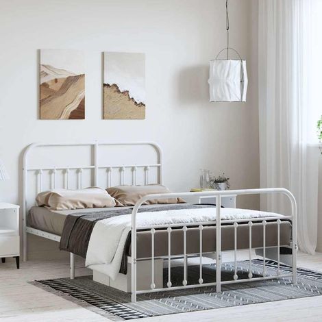 Estructura cama sin colchón con estribo metal blanco 150x200 cm vidaXL (1/5)