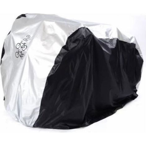 Housse Vélo - Polyester Imperméable - Pour 2 Vélos 26 Pouces - 200 x 75 x 110 cm - Noir et Argenté (1/2)