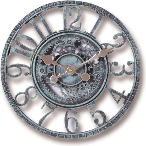 Horloge Murale d'extérieur, 30cm étanche Horloge de Jardin, horloges de décor rétro pour la Maison la Cuisine Le salon - non silencieuses (Turquoise) (1/4)