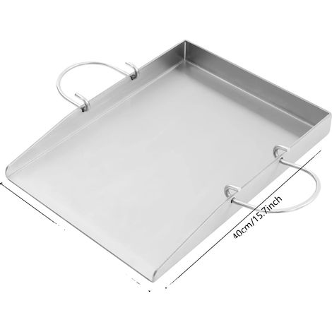 Plancha para parrilla, acero inoxidable, resistencia al calor de 170 ℃/338 ℉, gris claro. (1/2)