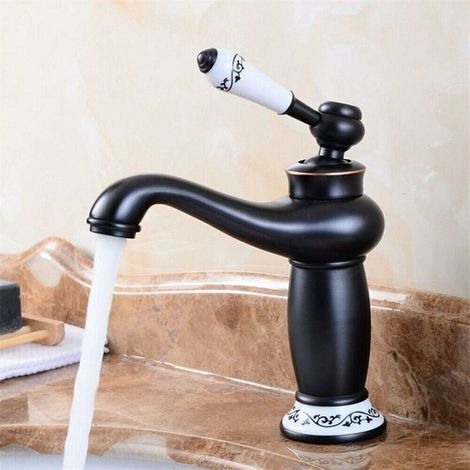 Robinet Lavabo - Mitigeur Eau Chaude Froide - Robinet Rétro en Laiton et Céramique - Pour Salle de Bain et Cuisine - 1 Pièce (1/5)