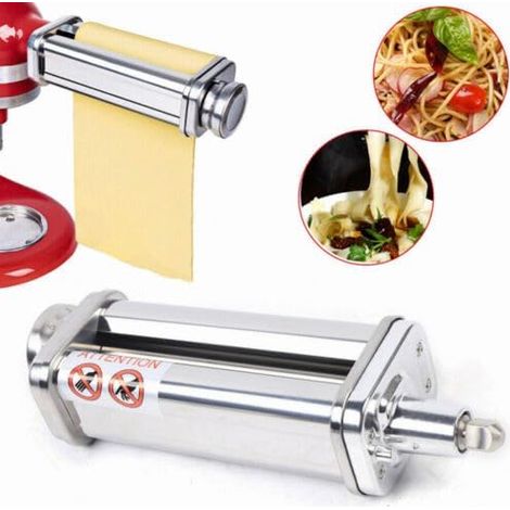 Accessoire de pâtes pour, robot de cuisine avec coupe-feuilles, rouleau en acier inoxydable, 8 réglages d'épaisseur variables, coupe-spaghetti pour boulettes Empanada