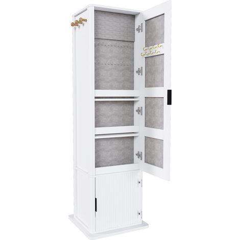 Armario joyero giratorio con espejo de cuerpo entero 4 en 1 MDF blanco MODENUIT (1/5)