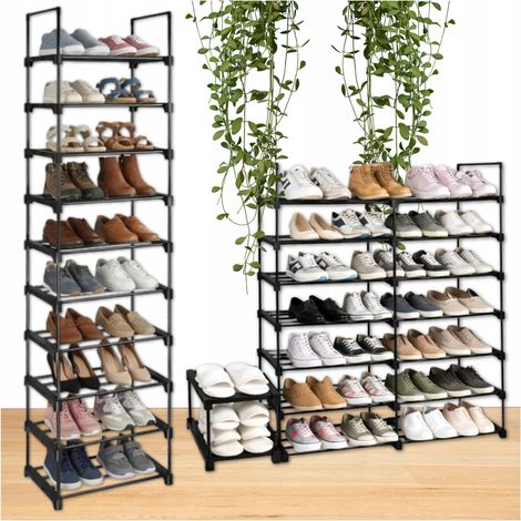 Schuhregal für 20 Paar Schuhe, 10 Ablagen, schwarz, schmal, für Flur, 50 kg