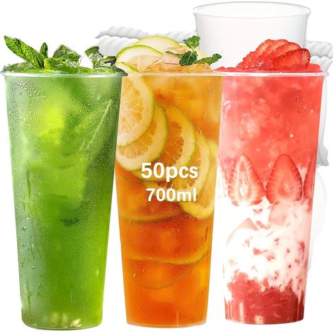 Vasos desechables, capacidad de 700 ml, diseño apilable, 50 unidades sin tapas. (1/2)