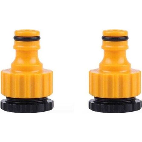 Raccord Robinet Jardin 2-en-1 2 Pièces 1/2 et 3/4 Pouces Irrigation Système Arrosage Connecteur Tuyau (1/4)