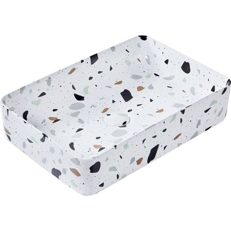 Countertop Basin NULES 610 x 350 mm Ceramic White Terrazzo (1/5)