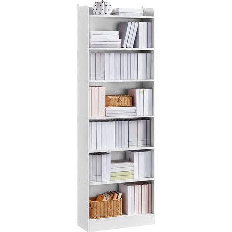 Yaheetech Libreria a 7 Ripiani, Scaffale in Legno con Ripiani Regolabili, 60 x 24 x 180,5 cm, Libreria Verticale Salvaspazio per Soggiorno, Cameretta, Studio, Ufficio, Bianco
