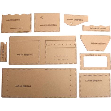 Short Wallet Leather Pattern Design Template DIY Handicraft Acrylic Template Set (AAB‑466) (1/5)