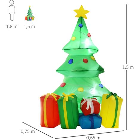 Decorazione natalizia gonfiabile con luci LED, regali, 150 cm, impermeabile, per feste di Natale (1/5)