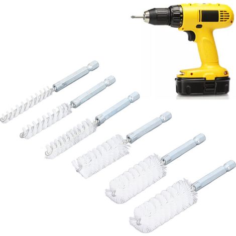 Lot de 6 brosses d'alésage en acier inoxydable de différentes tailles, brosse métallique torsadée avec poignée de 6,35 mm à tige hexagonale pour tubes et ports (1/5)