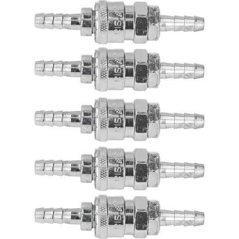 5 Kits de Raccords Pneumatiques Rapides en Acier Inoxydable Nickelé avec Bouchons (5x8 Queue Longue SH+PH-20) (1/5)