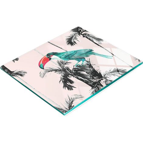 Tablero decorativo multifuncional de vidrio templado con dise帽o de tuc谩n - P谩jaro 60x52 cm