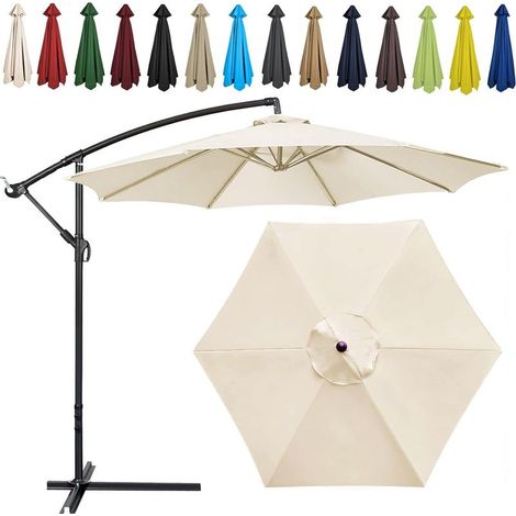 (Color:White)Auvent De Remplacement Pour Parasol,300 CM, 8 Baleines, Tissu De Rechange Pour Parasol, Toile De Rechange Pour Parasol Remplacez L'ancien Auvent Auvent De Rechange (1/5)