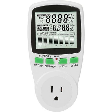 Energiemonitor 0,000 kWh–9999 kWh, Stromzählerstecker 0–16 A, Stromverbrauchsmonitor