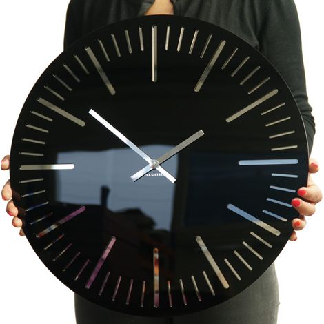 Horloge murale noire TRIM pour salon 50 cm (1/4)