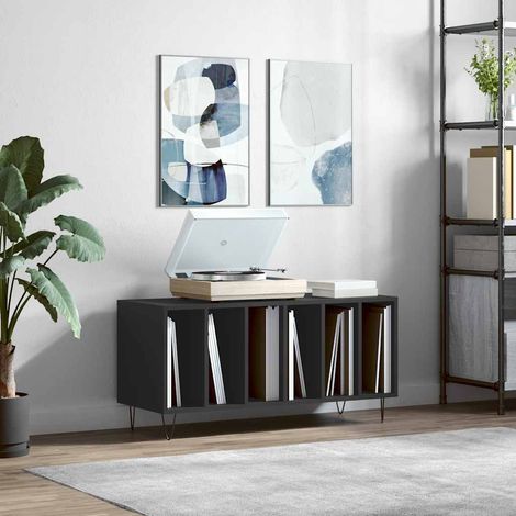 Armoire à disques noir 100x38x48 cm bois d'ingénierie vidaXL