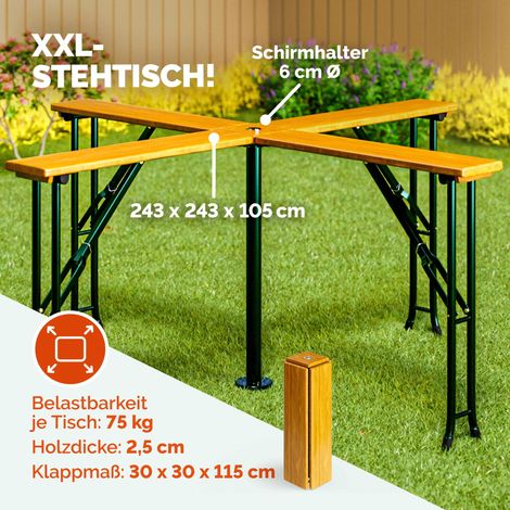 CASARIA® Stehtisch Quattro XXL Hoch Klappbar Bierzeltgarnitur Outdoor Indoor Hochtisch Klapptisch Bistrotisch Bartisch Biertisch Gartentisch Garten Holz