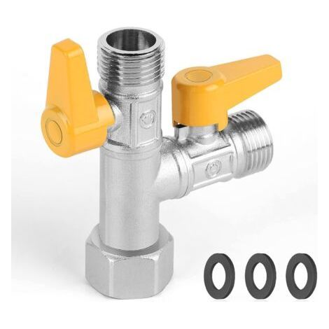 3 Way Valve T Connection 3 Way Toilet Faucet G 1/2 Hand Shower with 3 Rubber Washers for Bathroom, Kitchen (1/5)