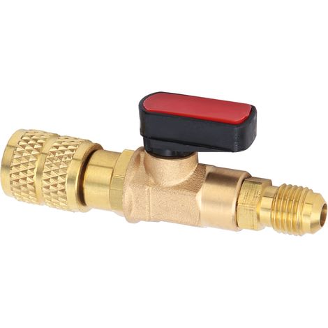 Messing-Kugelhahnadapter für Kältemittel R410, 45 bar, Kugelhahnanschluss G1/4 G5/16 (1/5)