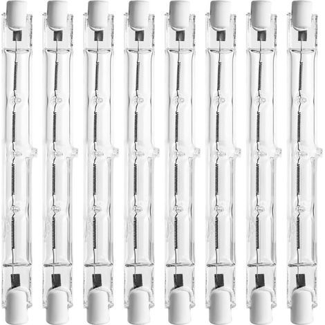 8-teiliges R7s Halogenlampen-Set, 118 mm 500 W AC220-240 V 2800 K warmweiße dimmbare Halogenlampen für Heim-, Arbeits- und Bodenbeleuchtung usw.