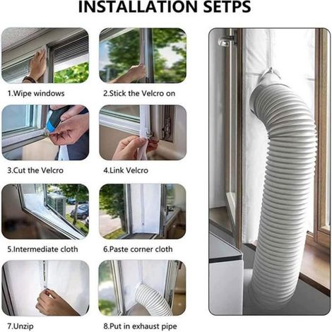 Kit Calfeutrage Climatiseur Mobile - 400 cm - PVC - Joint Fenêtre - Bande Velcro (1/4)