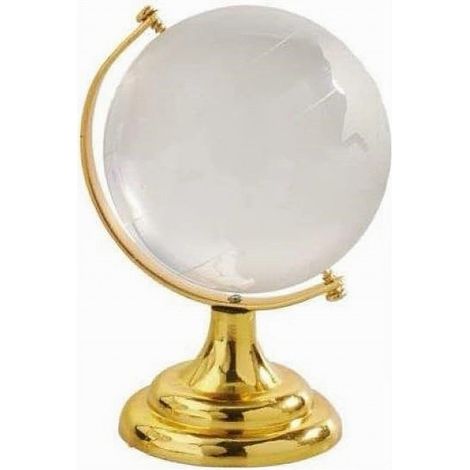 TrAdE Shop Traesio - Mappamondo In Vetro Lucido Satinato Base Colore Oro H.7cm Bomboniera Decorazione -