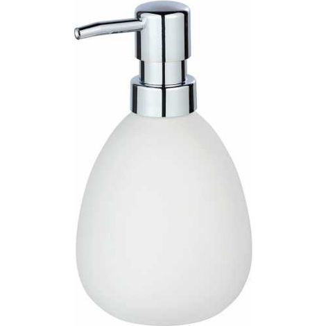 Wenko, dispenser di sapone Polaris, capacità: 0,37 L, ceramica, 9,5 x 8,5 x 16 cm, ceramica, bianco, 9,5 x 16 x 9 cm (1/5)