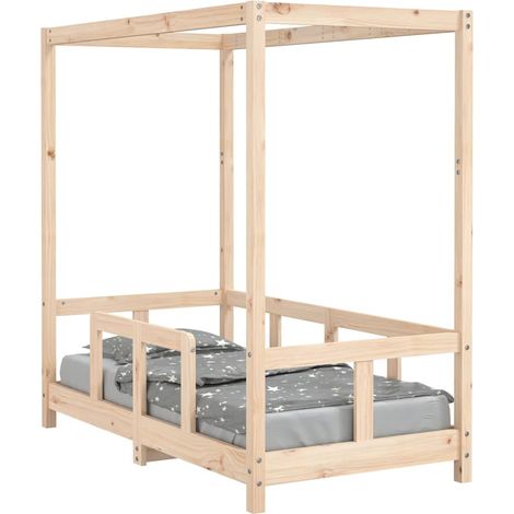 vidaXL Estructura de cama para niños madera maciza de pino 70x140 cm (1/2)