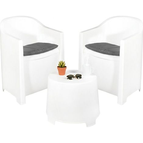 Gartenset Artax, 2-Sitzer Outdoor-Lounge, ein Tisch Made in Italy, Weiß
