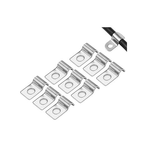50Pcs Fixation Grillage Rigide sur Mur Cavalier Cable Electrique 4mm Fixation pour Tube Attache de Fixation 304 Acier Inoxydable Epaissi U Tube Pince pour la Fixation de Câbles Tuyaux et Fils (1/5)