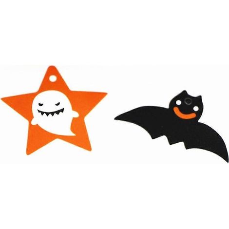 100 piezas de diseño de escena de Halloween, pentagrama, fantasma, murciélago, etiqueta decorativa, letrero colgante DIY, decoración colgante para puerta, ventana o pared del hogar (1/2)