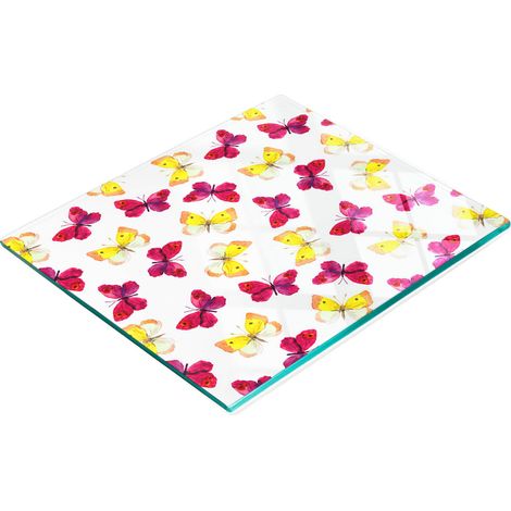 Tablero decorativo multifuncional de cocina con dise帽o de mariposa y flor, 60x52 cm.