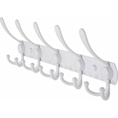 – Wandgarderobe mit 5 Haken – Edelstahl und Aluminiumlegierung – Maße 41,3 x 13,3 x 5 cm – Für Mäntel, Hüte, Handtücher (1/5)