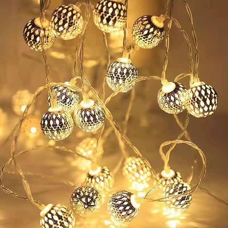 MINKUROW Luces De Hadas Marroquíes, 20 Luces De Globo De Metal Dorado Para Decoración Del Hogar, Fiesta De Bodas, Navidad, Interior, Exterior, 3 Metros (1/4)