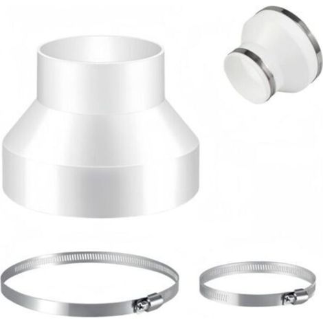 Adaptateur de Tube Rond, Réducteur pour Ventilation 150 mm à 100 mm avec 2 colliers de serrage en acier inoxydable réducteur en ABS pour conduits de ventilation (1/4)